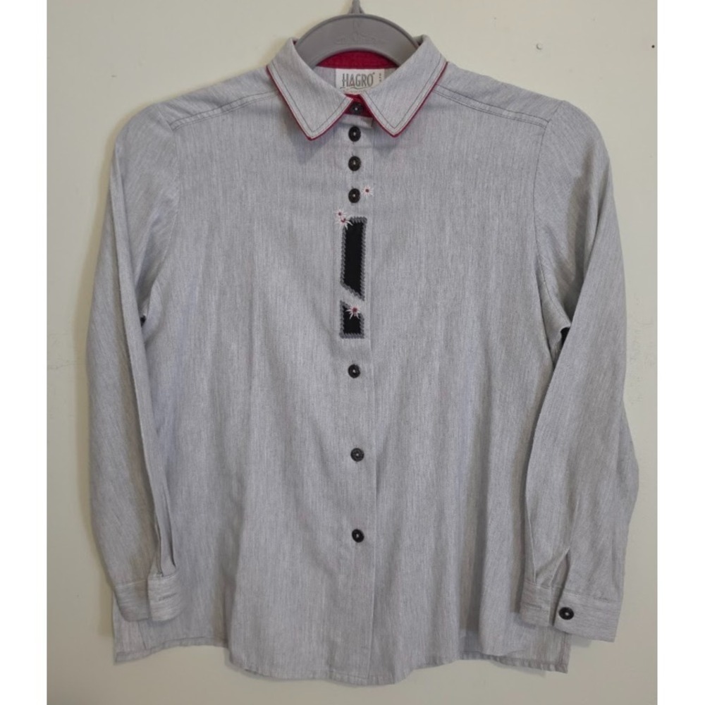 Vintage Hagro Country Womens Blouse Trachten Oktoberfest Alpine Folk Size L/12